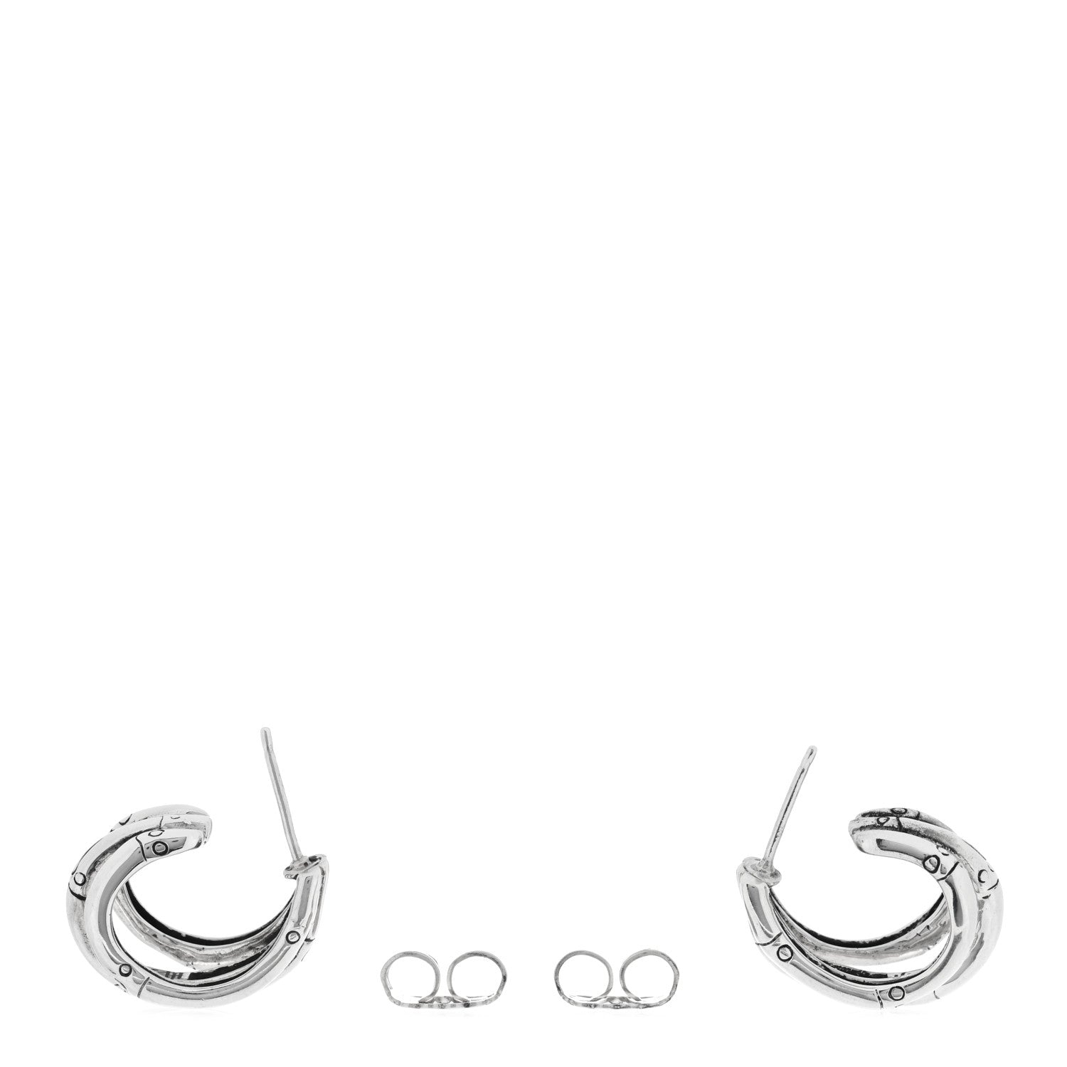 John Hardy Sterling Silver Bamboo J-Hoop Earrings 3 of 4