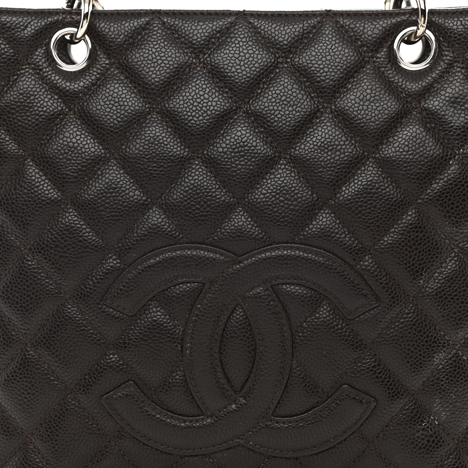 Chanel Caviar Quilted Petit Shopping Tote PST Dark Brown 9 of 11