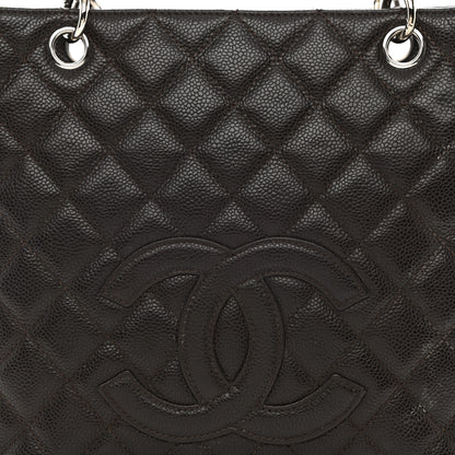 Chanel Caviar Quilted Petit Shopping Tote PST Dark Brown 9 of 11