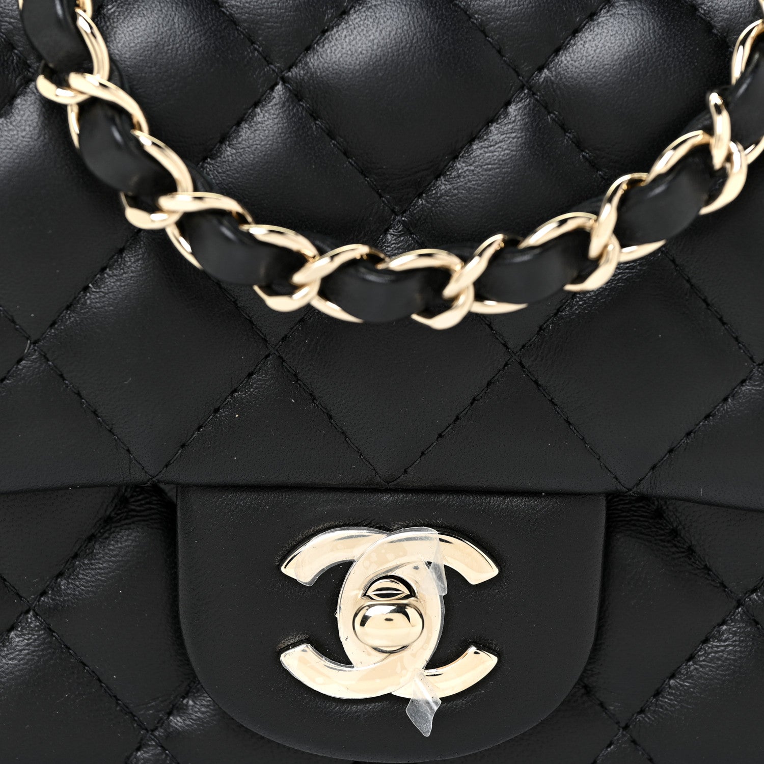 Chanel Lambskin Quilted Mini Square Flap Black 7 of 16