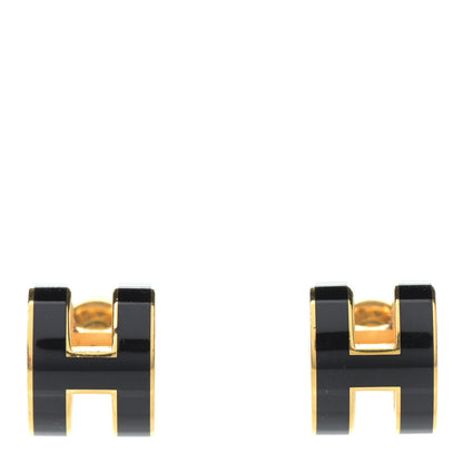 Hermes Gold Lacquered Pop H Earrings Black 1 of 6