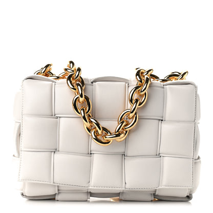Bottega Veneta Lambskin Maxi Intreccio Padded Chain Cassette Crossbody Bag Chalk 1 of 9