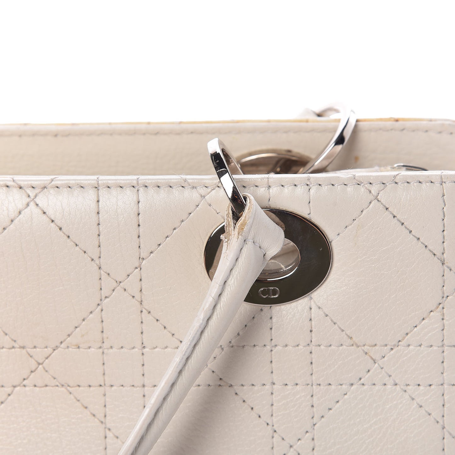 Calfskin Cannage Stitched East West Lady Dior White