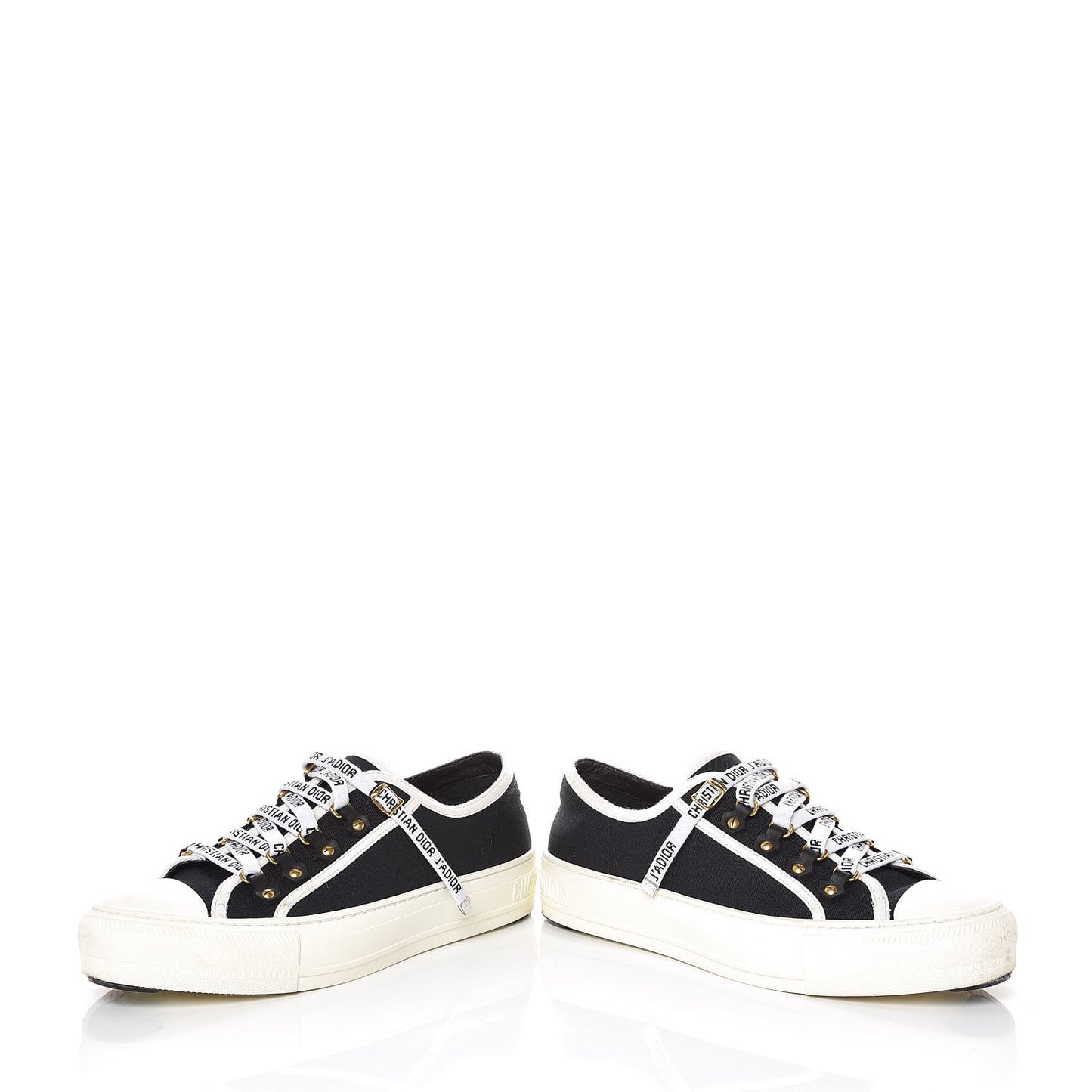 Canvas Walk'n Dior Low Top Sneakers 38.5 Black White