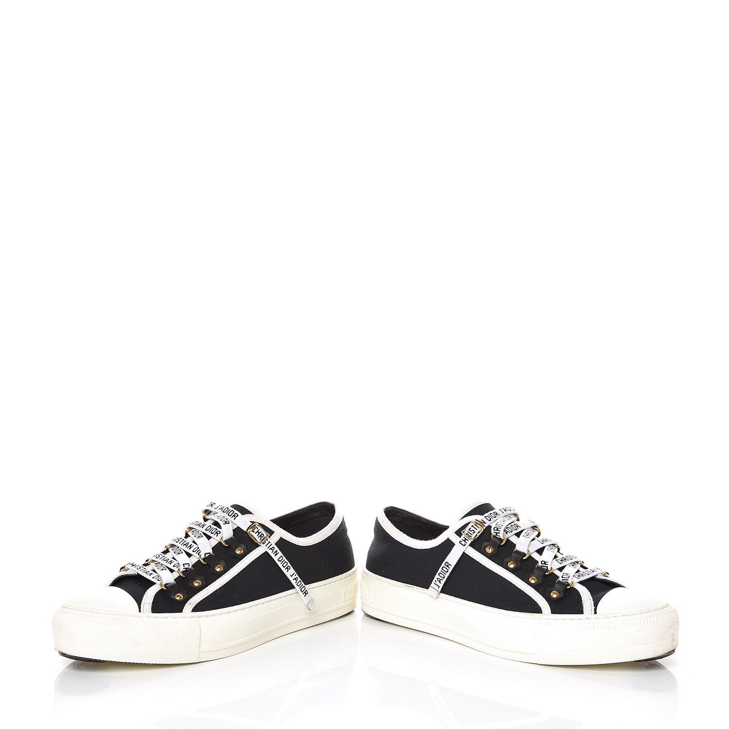 Christian Dior Canvas Walk'n Dior Low Top Sneakers 38.5 Black White 6 of 16