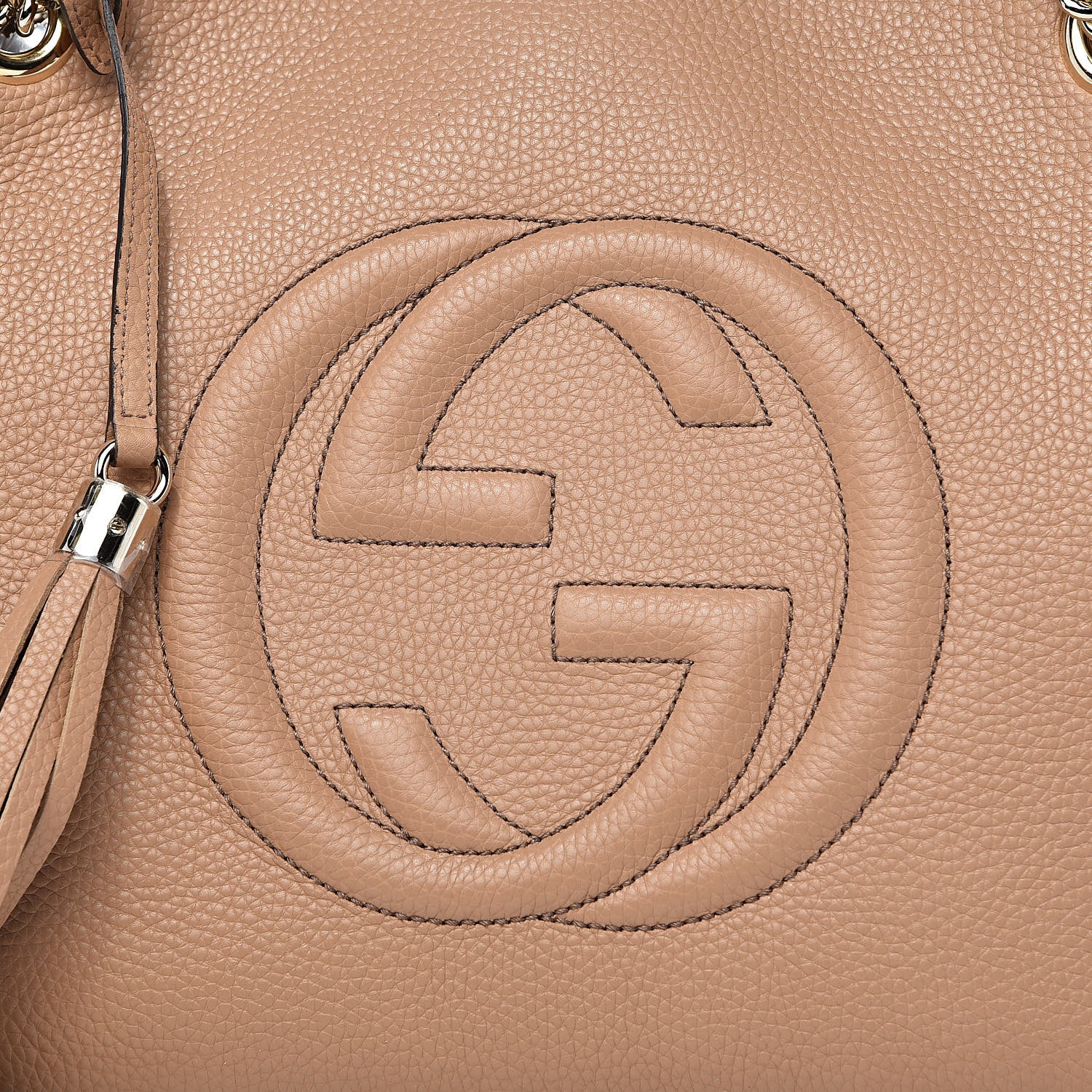 Gucci Pebbled Calfskin Medium Soho Chain Shoulder Bag Rose Beige 10 of 10