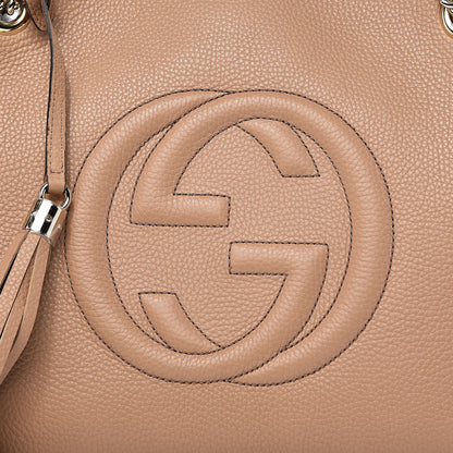 Gucci Pebbled Calfskin Medium Soho Chain Shoulder Bag Rose Beige 10 of 10