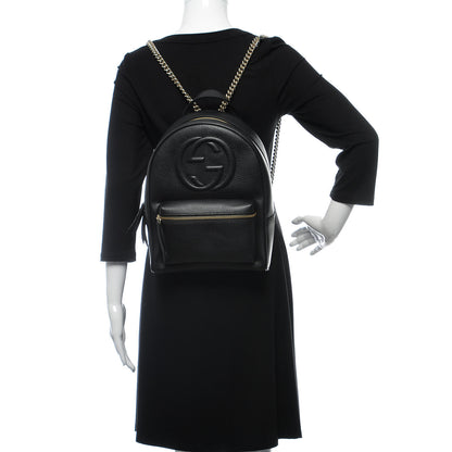 Gucci Pebbled Calfskin Soho Chain Backpack Black 2 of 9
