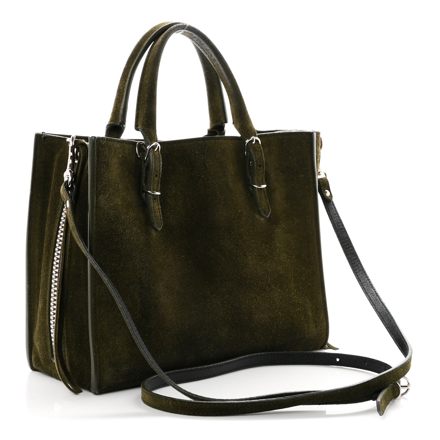 Balenciaga Baby Daim Calf Suede Papier Mini A4 Zip Around Tote Vert Militaire 3 of 10