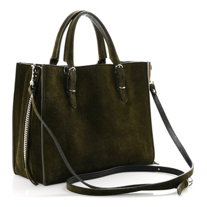 Balenciaga Baby Daim Calf Suede Papier Mini A4 Zip Around Tote Vert Militaire 3 of 10