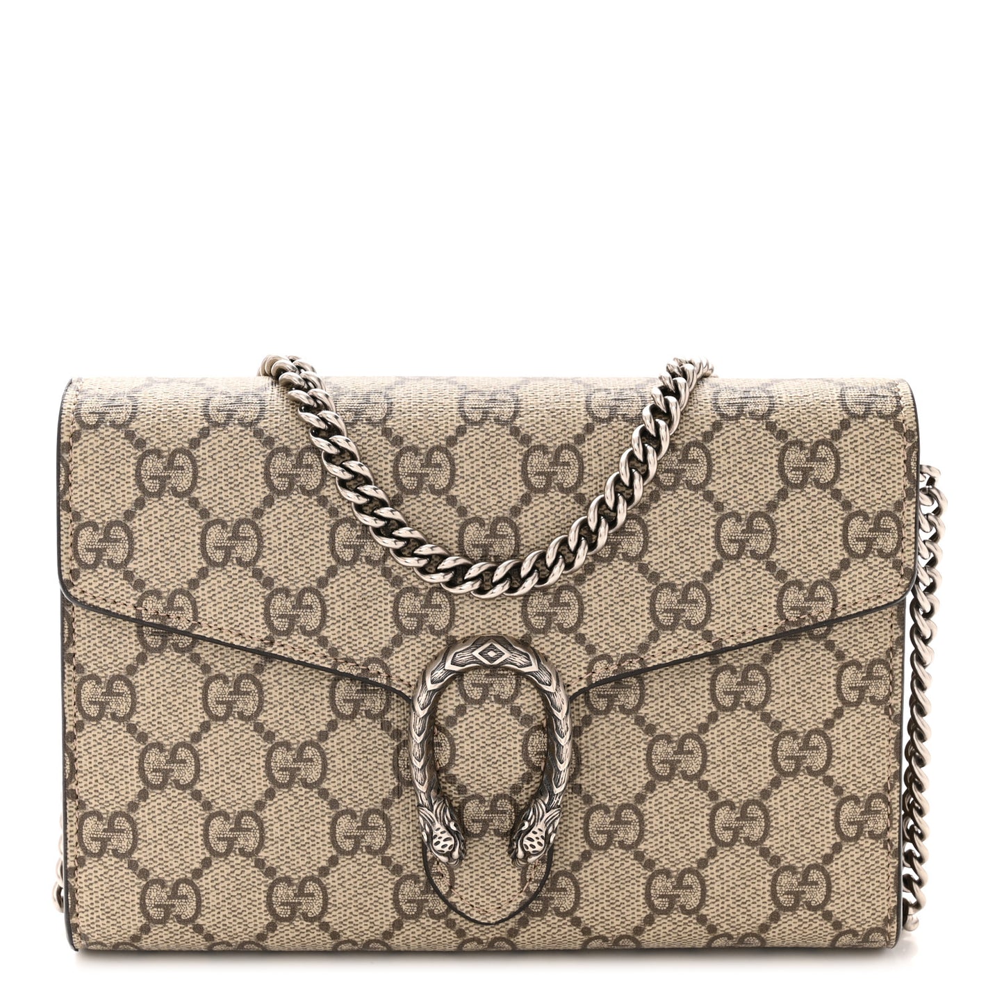 GG Supreme Monogram Mini Dionysus Chain Wallet Beige Taupe