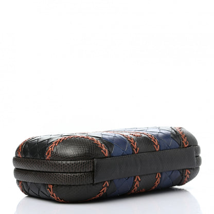 Bottega Veneta Nappa Ayers Intreccio Embroidered Knot Clutch Black Blue 4 of 6