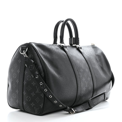 Louis Vuitton Taiga Monogram Eclipse Keepall Bandouliere 50 Black 2 of 8