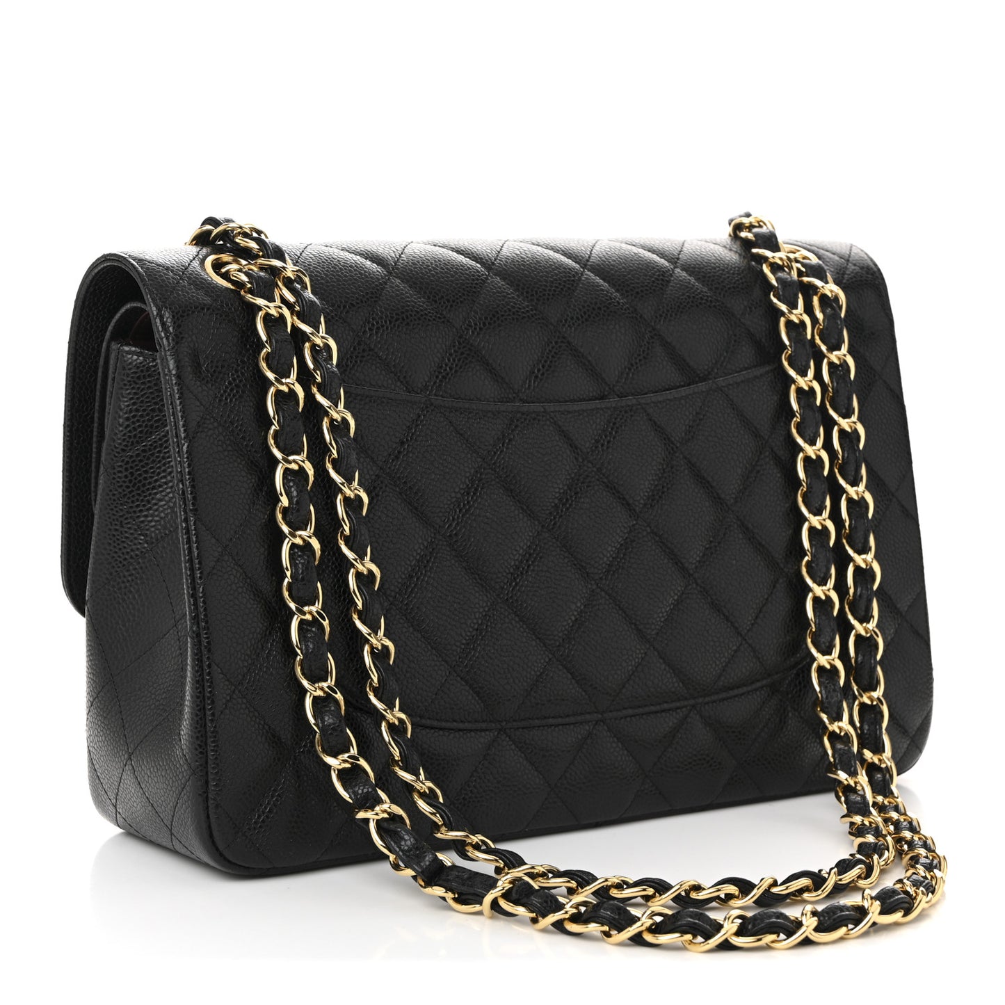 Caviar Quilted Jumbo Double Flap Black