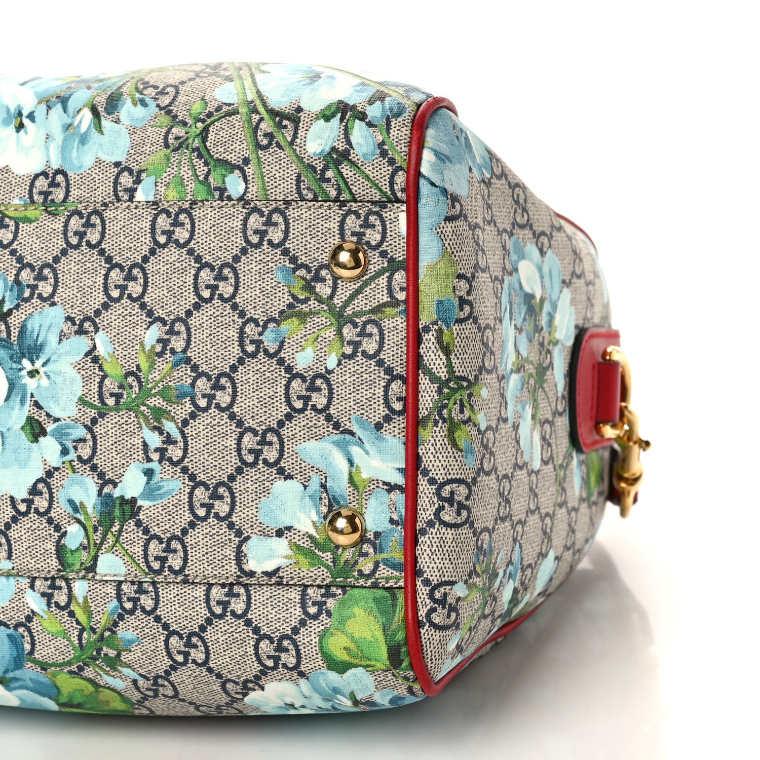Gucci GG Supreme Monogram Blooms Medium Boston Beige Blue Navy Hibiscus Red 9 of 10