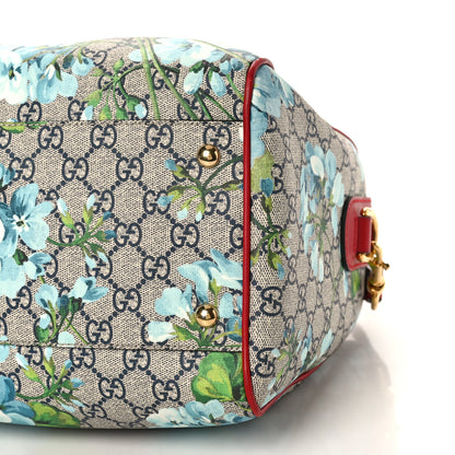 Gucci GG Supreme Monogram Blooms Medium Boston Beige Blue Navy Hibiscus Red 9 of 10