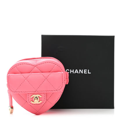 Chanel Lambskin Quilted CC In Love Heart Zipped Arm Coin Purse Pink 8 of 8
