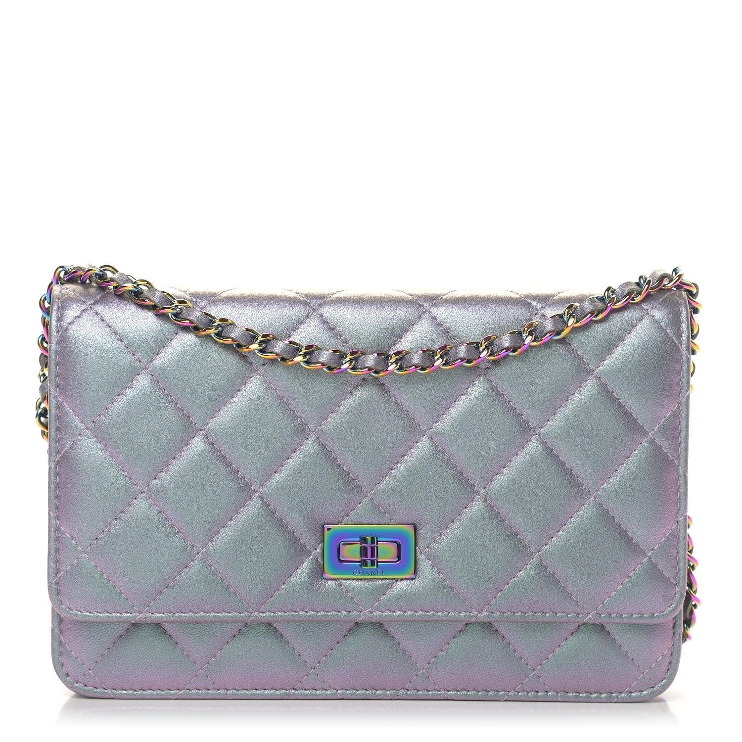Chanel Iridescent Lambskin Quilted Reissue Wallet On Chain WOC Light Purple 1 of 7