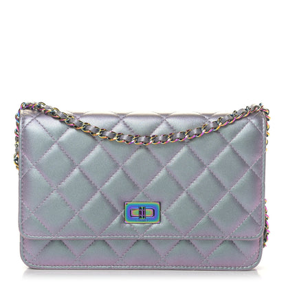 Chanel Iridescent Lambskin Quilted Reissue Wallet On Chain WOC Light Purple 1 of 7