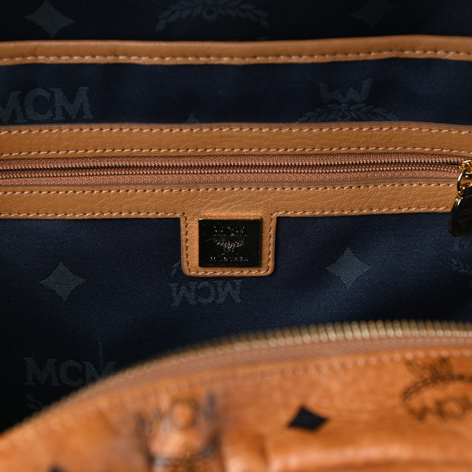 MCM Visetos Studded Medium Stark M Backpack Cognac 6 of 9