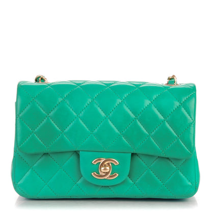 Chanel Lambskin Quilted Mini Rectangular Flap Green 1 of 7