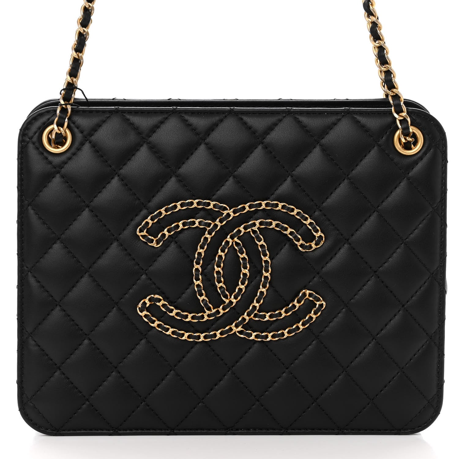 Chanel Calfskin Quilted CC Chain Accordion Tote Black 8 of 10