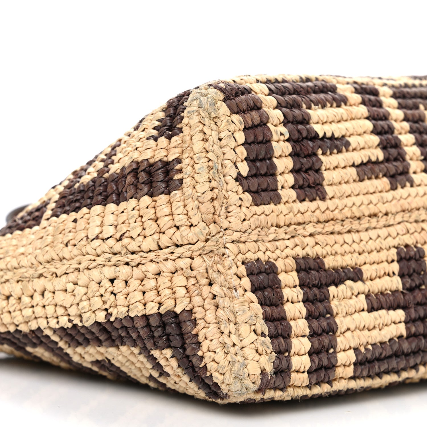 Fendi Raffia Cuoio Romano FF Crochet Mini Roll Tote  Natural Gianduia 10 of 13
