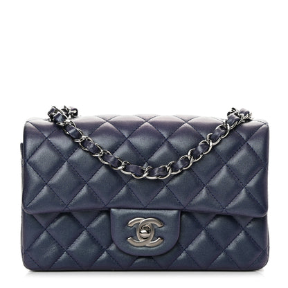 Chanel Iridescent Lambskin Quilted Mini Rectangular Flap Dark Purple 1 of 10