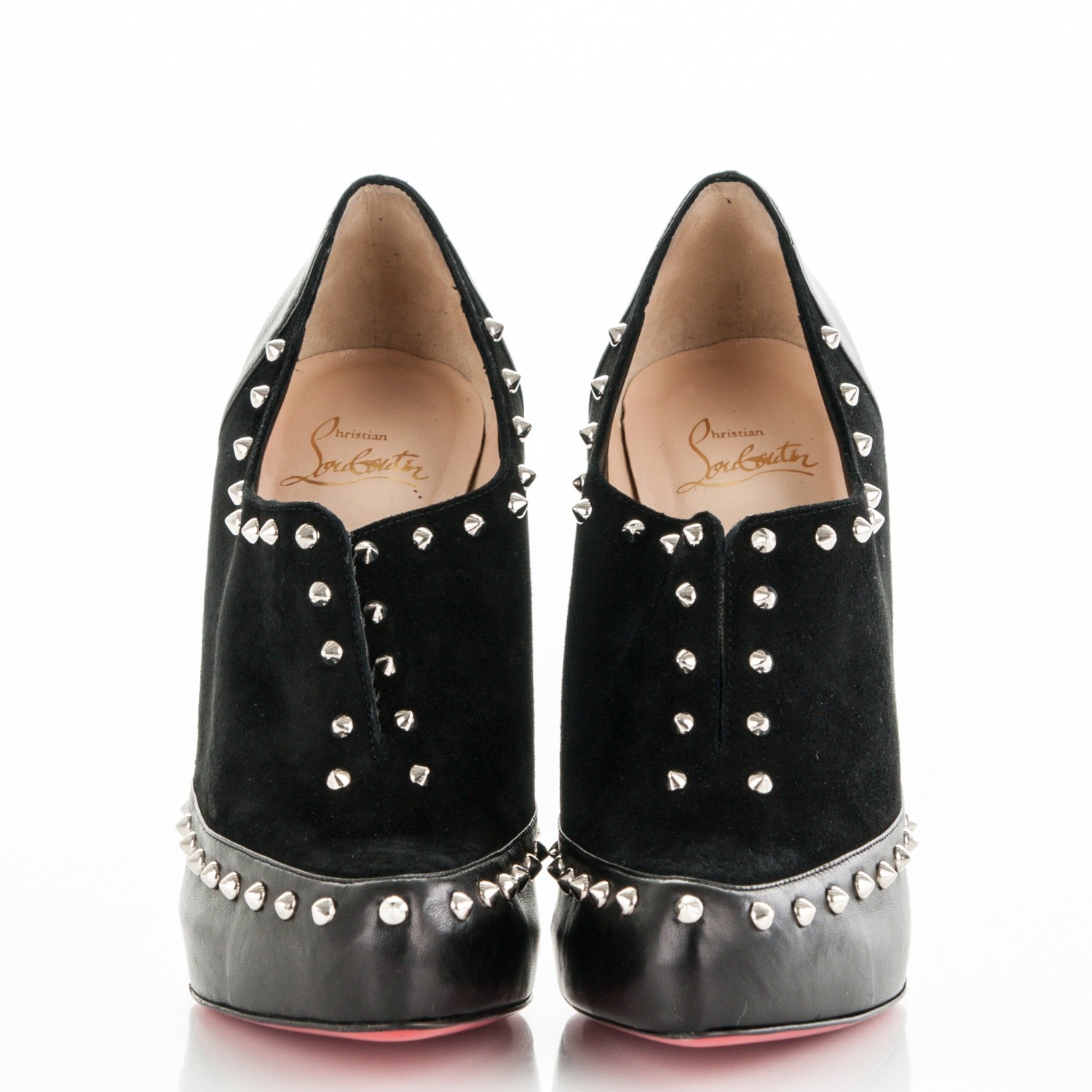 Christian Louboutin Calfskin Suede Studded Astraqueen 120 Ankle Boots 42 Black 2 of 7