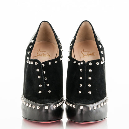 Christian Louboutin Calfskin Suede Studded Astraqueen 120 Ankle Boots 42 Black 2 of 7