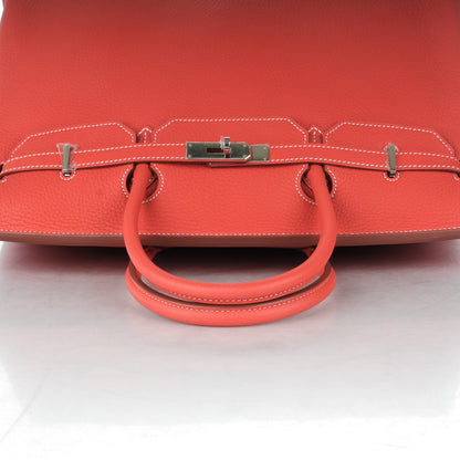 Hermes Taurillon Clemence Eclat Birkin 40 Sanguine Blanc 18 of 24