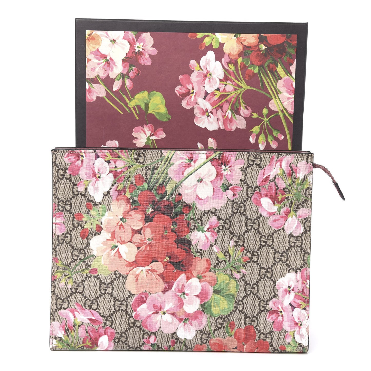 GG Supreme Monogram Blooms Large Cosmetic Case Beige Multicolor Dry Rose