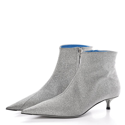 Balenciaga Calfskin Glitter Short 40mm Extreme Pointed Toe Knife Booties 36 silver 3 of 9