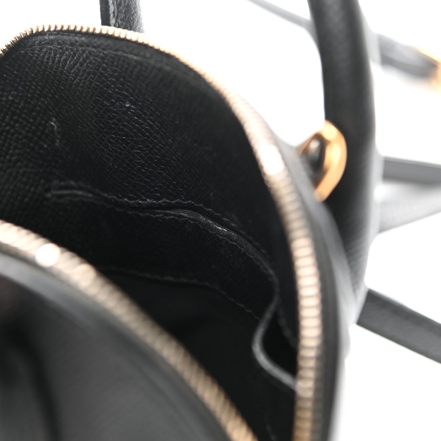 Signature Grained Calfskin XXS Ville Top Handle Bag Black White