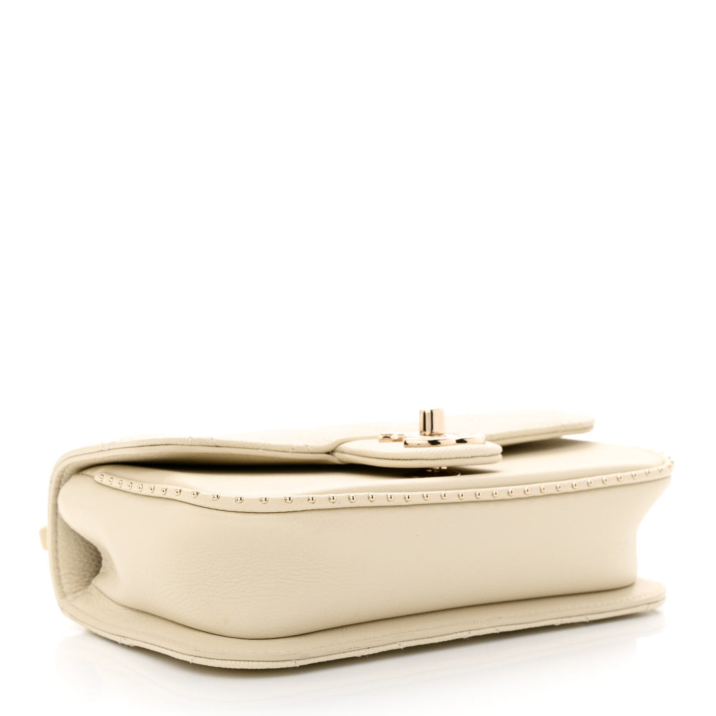 Caviar Quilted Mini Studded Flap White