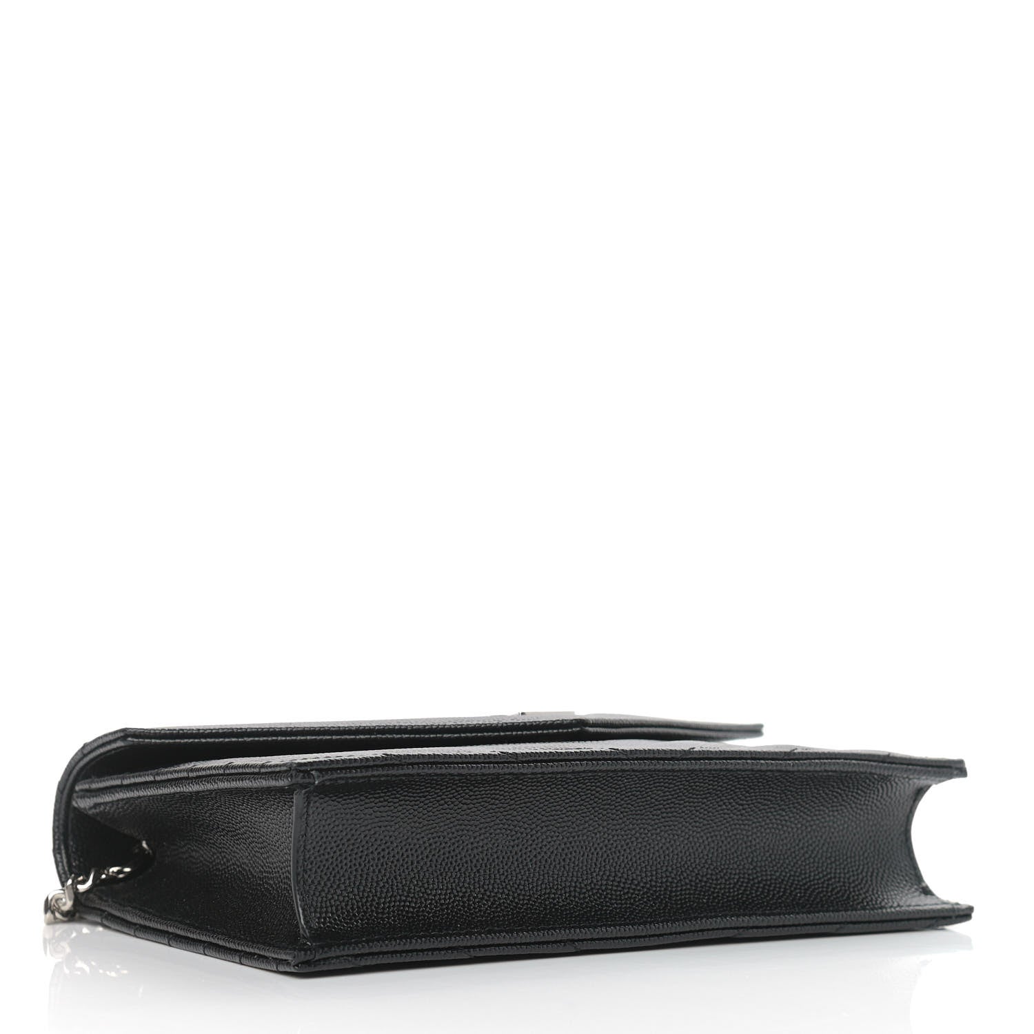Saint Laurent Grain De Poudre Matelasse Chevron Monogram Envelope Chain Wallet Black 4 of 9
