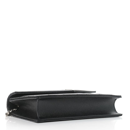 Saint Laurent Grain De Poudre Matelasse Chevron Monogram Envelope Chain Wallet Black 4 of 9