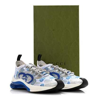 Gucci Technical Knit Fabric Waves GG Monogram Womens Gucci Run Sneakers 39.5 Great White Bright Splash Thunder Grey Sky 12 of 12