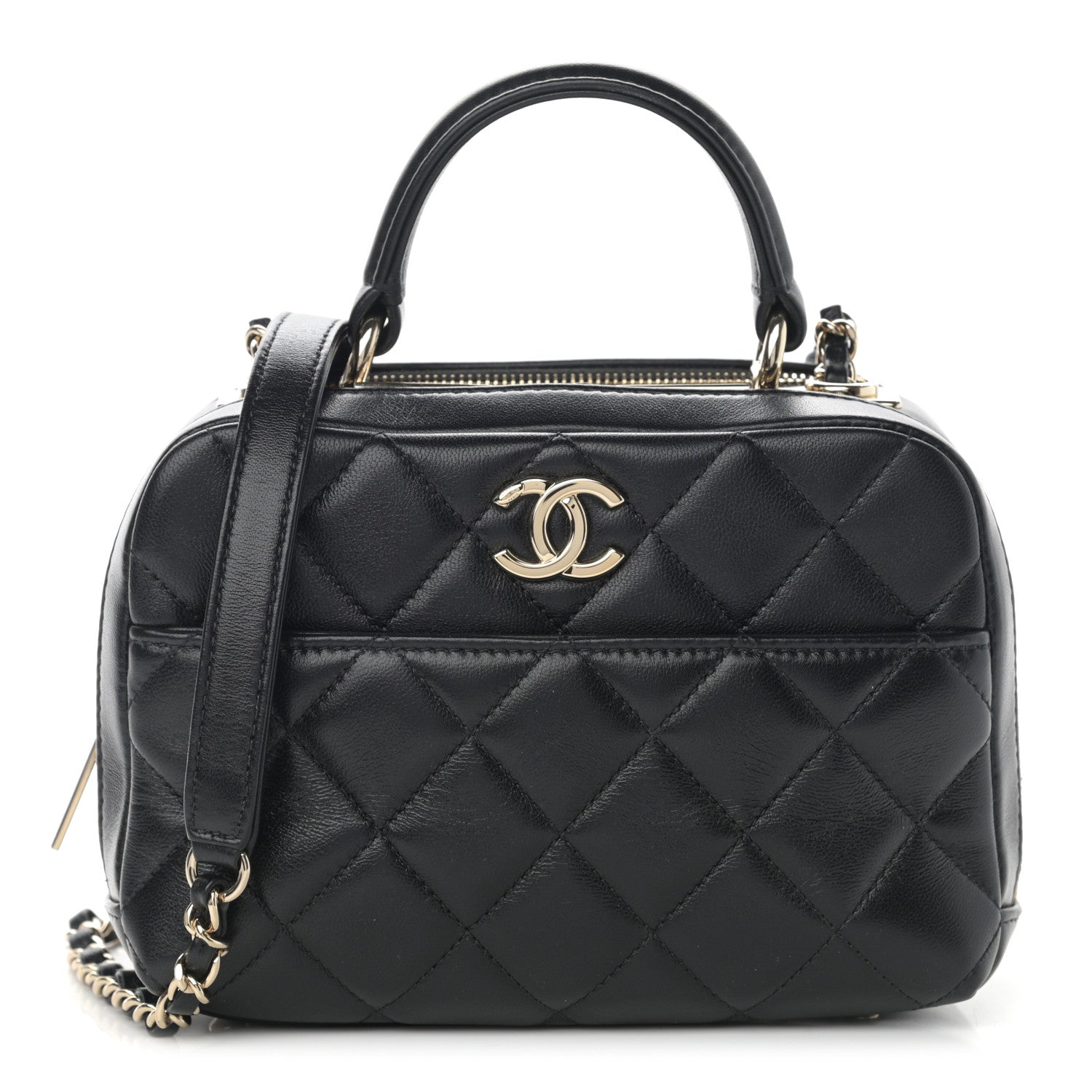 Chanel Lambskin Quilted Small Trendy CC Bowling Bag Black 1 of 12