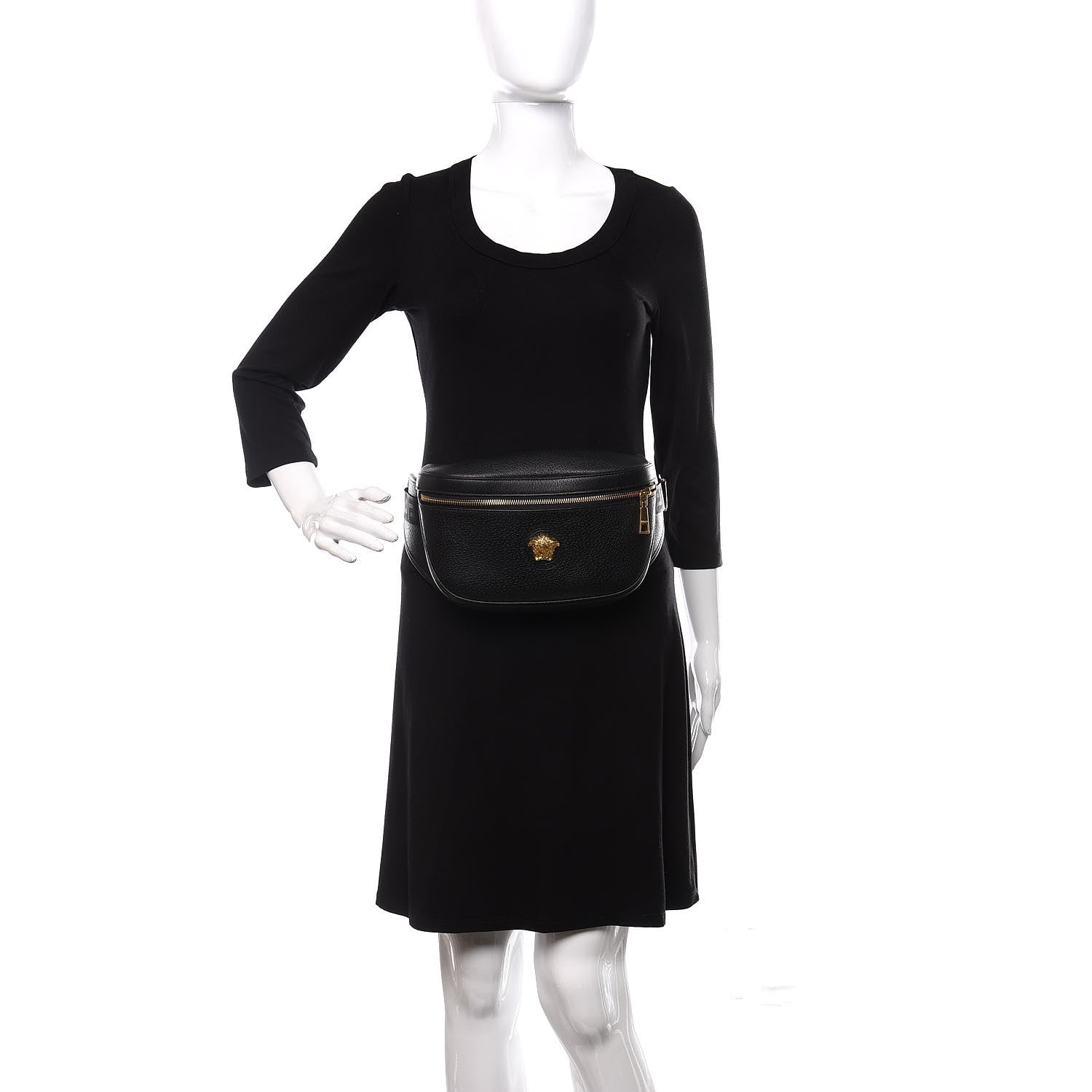 Versace Grained Calfskin Medusa Belt Bag Black 2 of 9