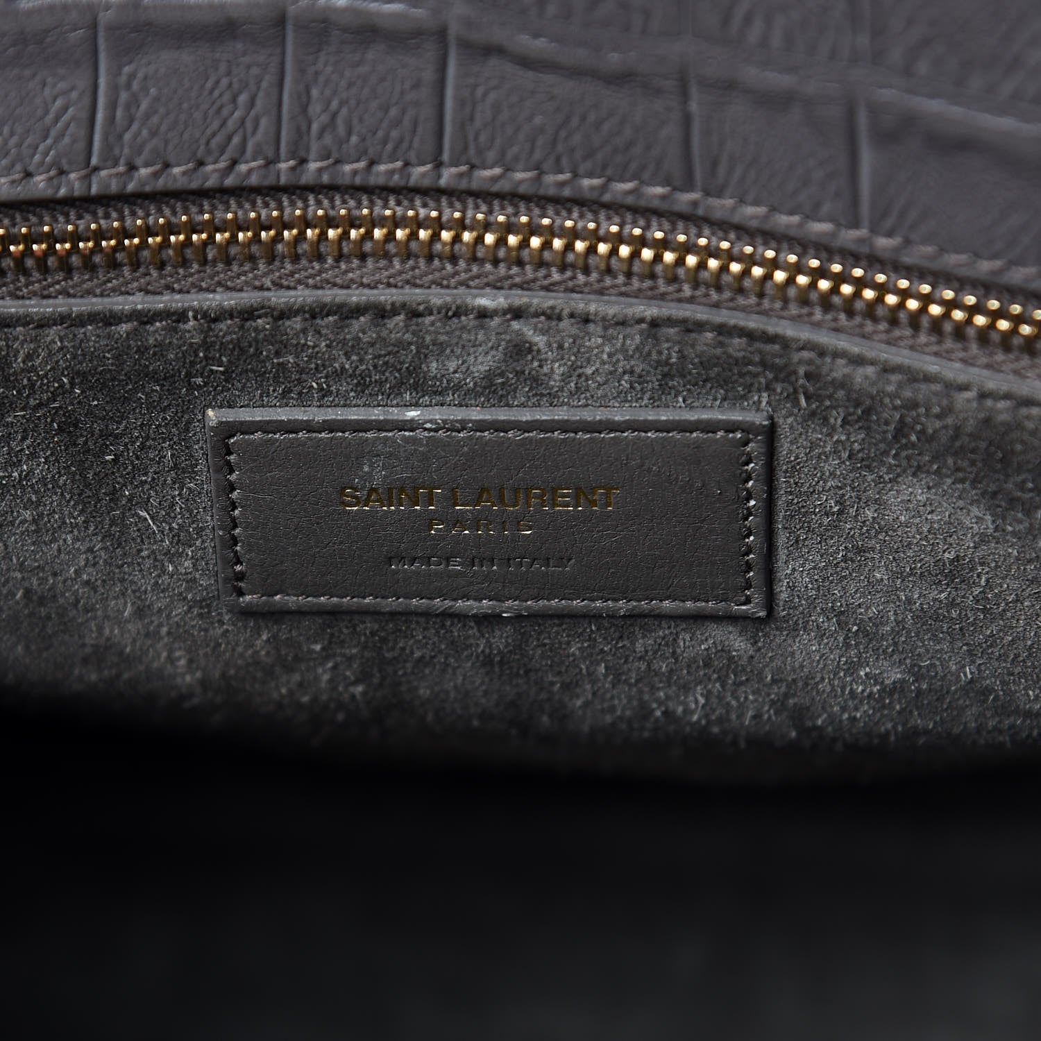Saint Laurent Calfskin Crocodile Embossed Small Sac De Jour Fog 6 of 13