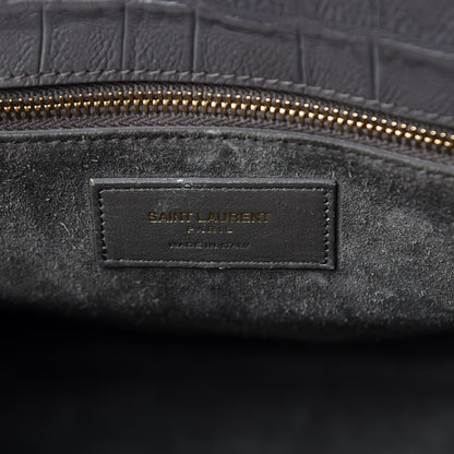 Saint Laurent Calfskin Crocodile Embossed Small Sac De Jour Fog 6 of 13