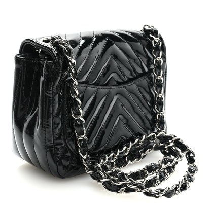 Chanel Patent Calfskin Chevron Quilted Mini Square Flap Black 2 of 10