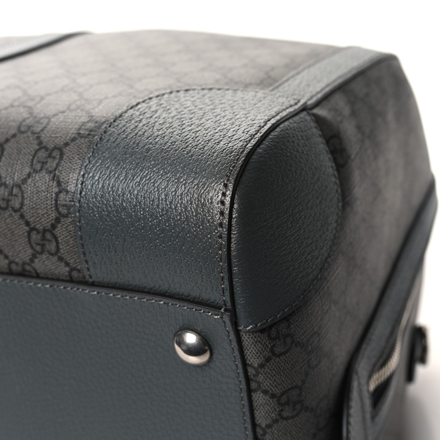 Gucci GG Supreme Monogram Textured Dollar Calfskin Large Savoy Duffle Bag Grey Black Graphite Grey 11 of 11