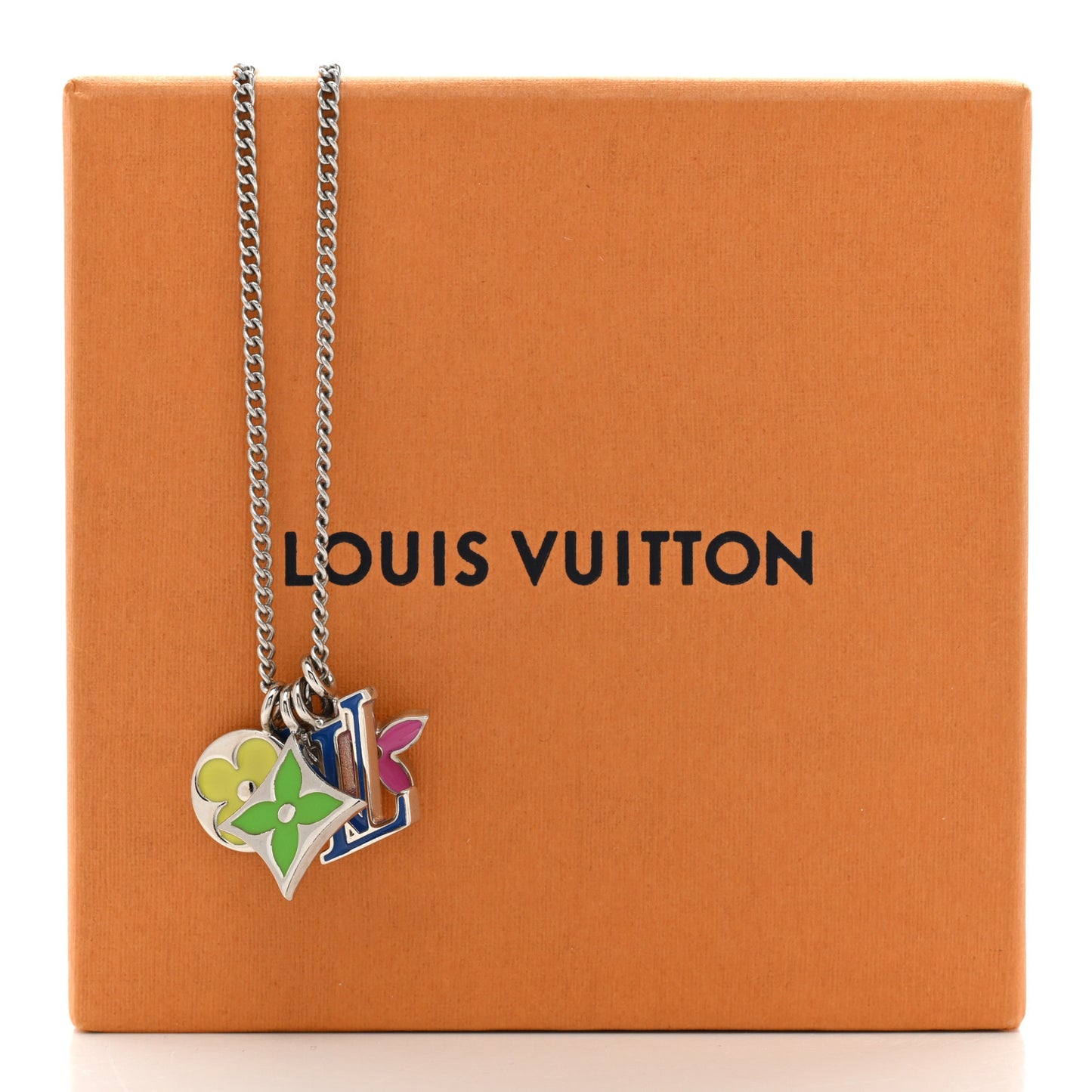Metal LV Instinct Necklace Silver Multicolor