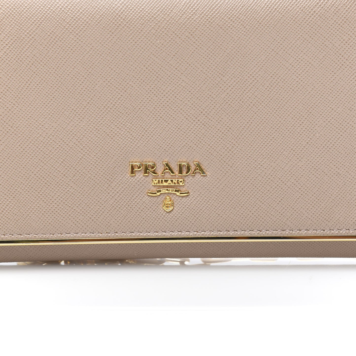 Saffiano Metal Bar Chain Wallet Cammeo