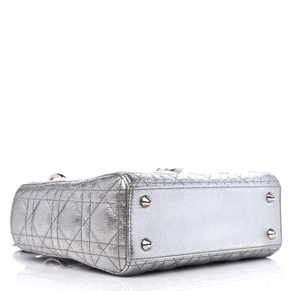 Christian Dior Metallic Grained Calfskin Cannage Small Lucky Badges My Lady Dior Silver 4 of 10