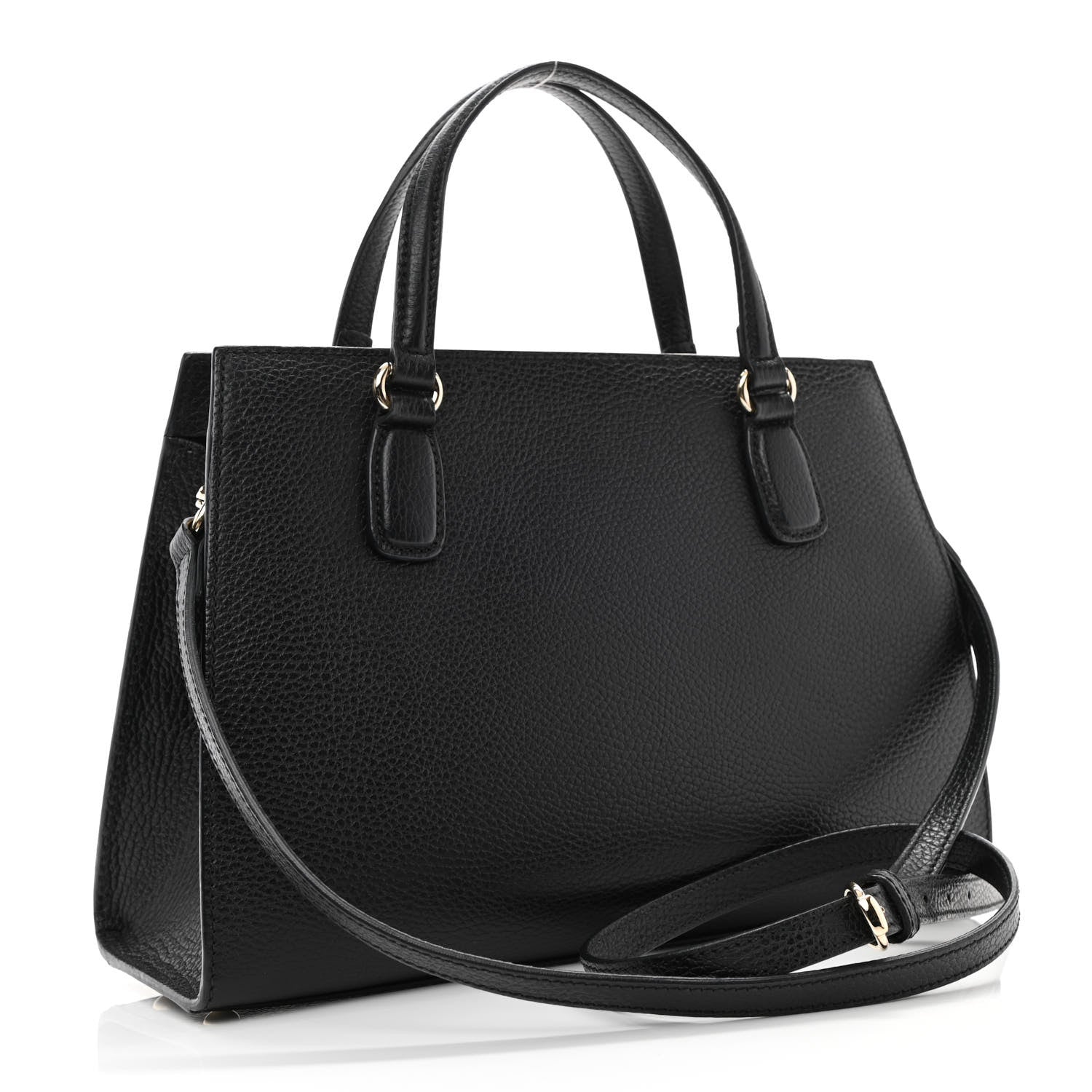 Gucci Pebbled Calfskin Medium Soho Top Handle Satchel Black 3 of 14