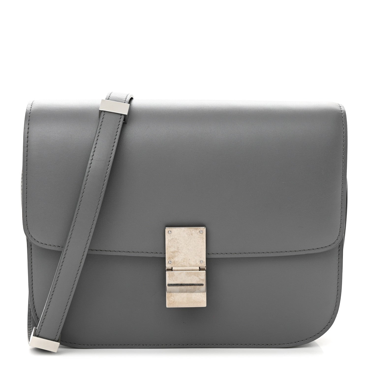 Celine Smooth Calfskin Medium Classic Box Flap Bag Storm 1 of 15