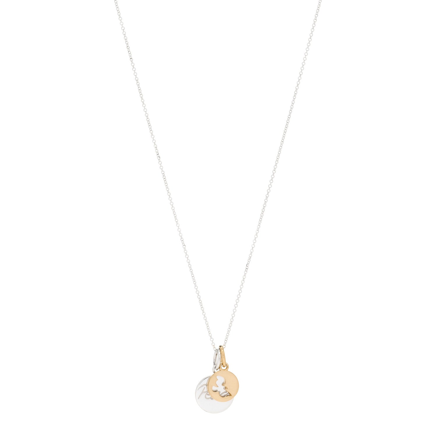 Tiffany Sterling Silver 18K Yellow Gold Paloma Picasso Peace Dove Double Pendant Necklace 1 of 4